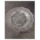 Vintage Pasari Crystal Bowl with Embossed Rose