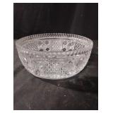 Vintage cut crystal bowl with geometric buttons