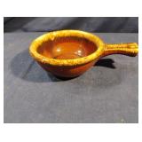 Vintage Hull Pottery brown drip handled soup