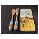 Vintage spoon and fork rest. Made in Italy