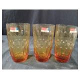 Vintage Fostoria set of 3 amber drinking glasses