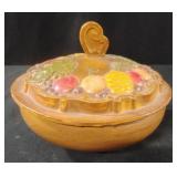 Vintage ceramic lidded fruit trinket dish