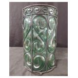 Hand Blown Green Glass 9ï¿½ Hurricane Vase Molded