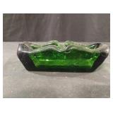 Vintage emerald green Glass ashtray