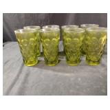 Vintage Avacado green drinking glasses. Set of 8