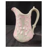 Vintage pink and white porcelain pitcher