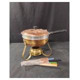 Vintage copper and brass chafing dish or fondue