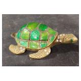 Vintage Elgin turtle clock with green enamel and
