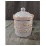 smoky blue lidded ceramic canister