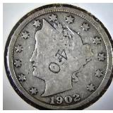 1902 Counter Stamp V Nickel