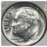 90% sliver 1964 Uncirculated Gem. Quality Dime.