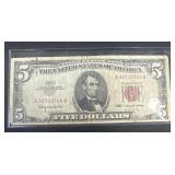 1963 $5 Dollar Red Seal Bill Note