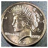 1 oz. 1921 PEACE DOLLAR coin tribute .999 fine