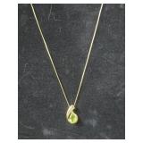 10k Chain with 10k Peridot Charm with Diamond