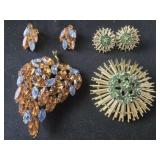 Two Vintage Brooch and Matching earrings sets -