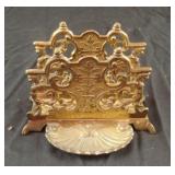 Vintage brass soap and towel holder