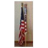 2.5ft x 4ft American flags on 5ft poles