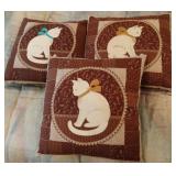 Cat throw pillows. Set of 3. 13 x 14