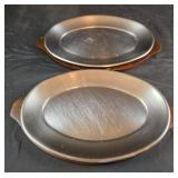 oval aluminum sizzler platters with mahogany