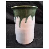 Seagrove pottery green drip glaze vase, utensil