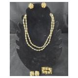 Necklace and Clip-on Earrings set and Brooch with