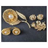 Two Vintage Brooch and Matching earrings sets -