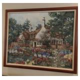 Vintage Lee Reynolds cottage framed painting 54 x