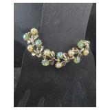 Vintage Iridescent crystal and faux Pearl Bracelet