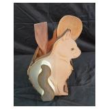 10.5" tall wooden cat utensil holder with wooden