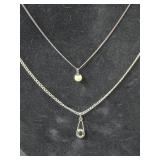 Genuine Pearl Necklace on silver colored chain