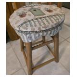 Covered stool, birdhouse design , 13" seat, 18"