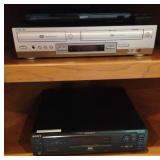 Sony Blu Ray, VHS-DVD combo and a DVD player.