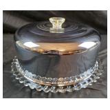 vintage Mid-Century Modern chrome cake cover and