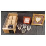 Napkin rings, wall decor and shot glasses