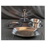 Stainless steel serving trays ,bowls, 2 teir