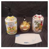 Soap dispensers and a ceramic soap dish