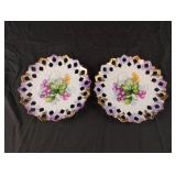 Lefton China hand-painted lattice pedestal tray