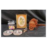 Vintage wooden apple coasters, cat coasters,