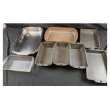 Fire king glass loaf pans, assorted loaf pans,