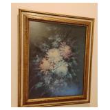Vintage Peonies & Daisies Framed Painting. Signed
