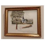Vintage D. Morgan framed watercolor print