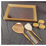Vintage 1960s ornate gold-tone vanity set