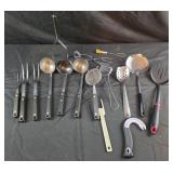 Assorted ladies, spatulas, masher, tongs