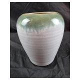 Seagrove NC pottery green and white vase