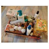 Tissues, soap, shampoo and conditioner, baby