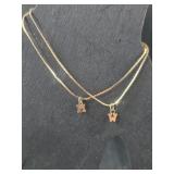 Two 14k Gold bracelets- one with "M", one with