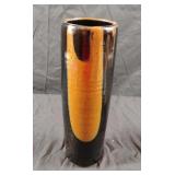 Vintage pottery black and brown vase with