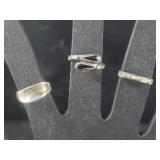 3 Sterling Rings - sz 5.5-6