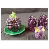 Vintage ceramic grape salt and pepper shaker set,