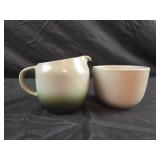 vintage Heath Ceramics creamer and bowl in the